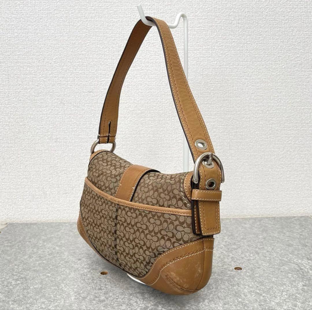 COACH ワンショルダーバッグ ミニシグネチ ヤーソーホーブラウン y2k