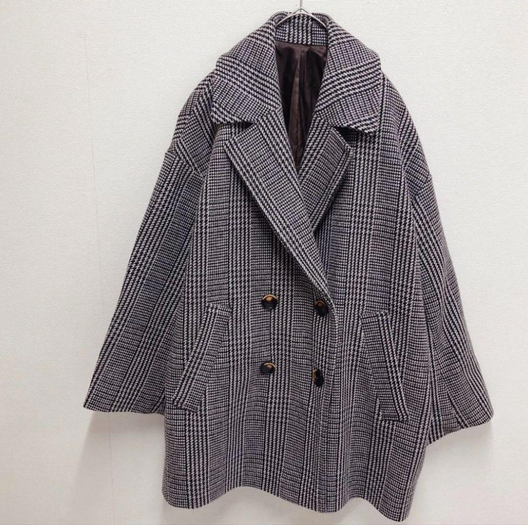 【美品】ジャーナルスタンダードレリューム ダブルカラーチェックコート　茶　36