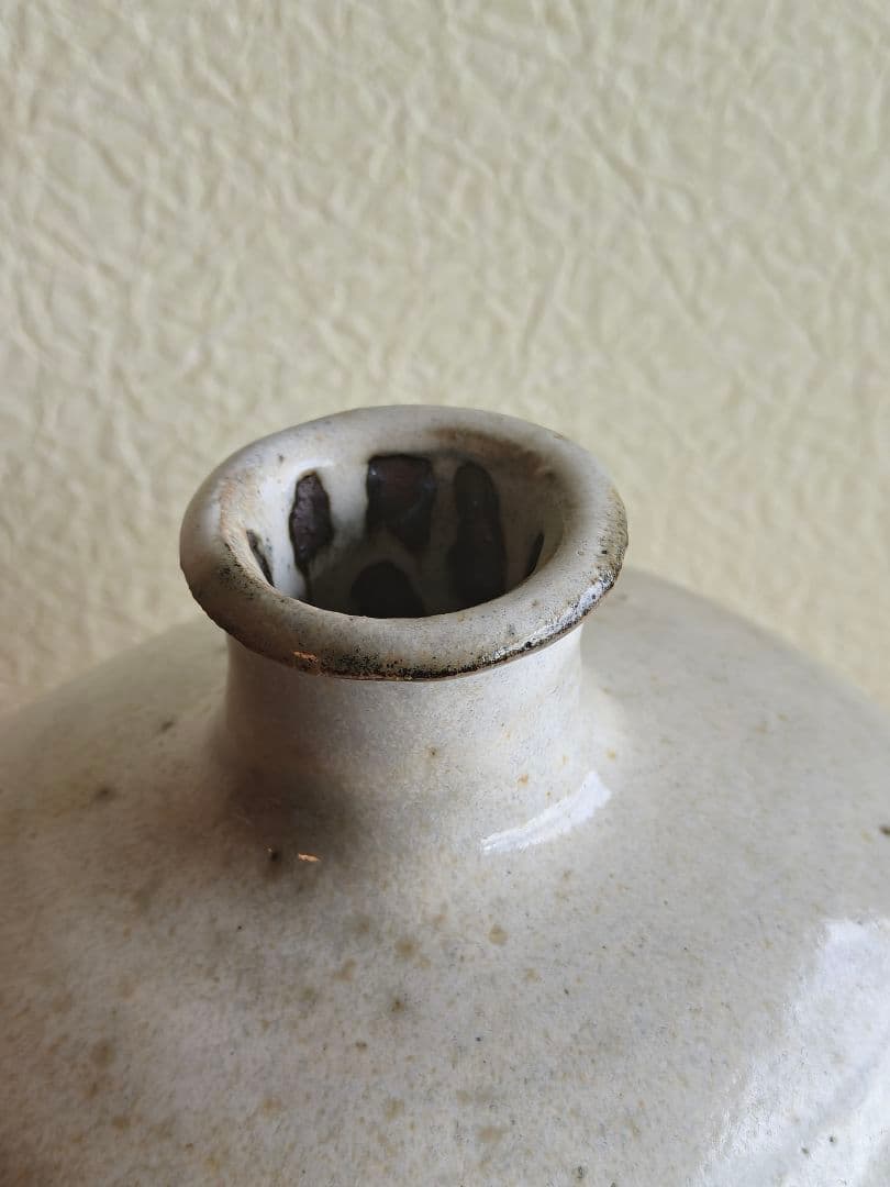 生田和孝 丹波焼 白釉扁壷 師：河合寛次郎 花瓶 花生