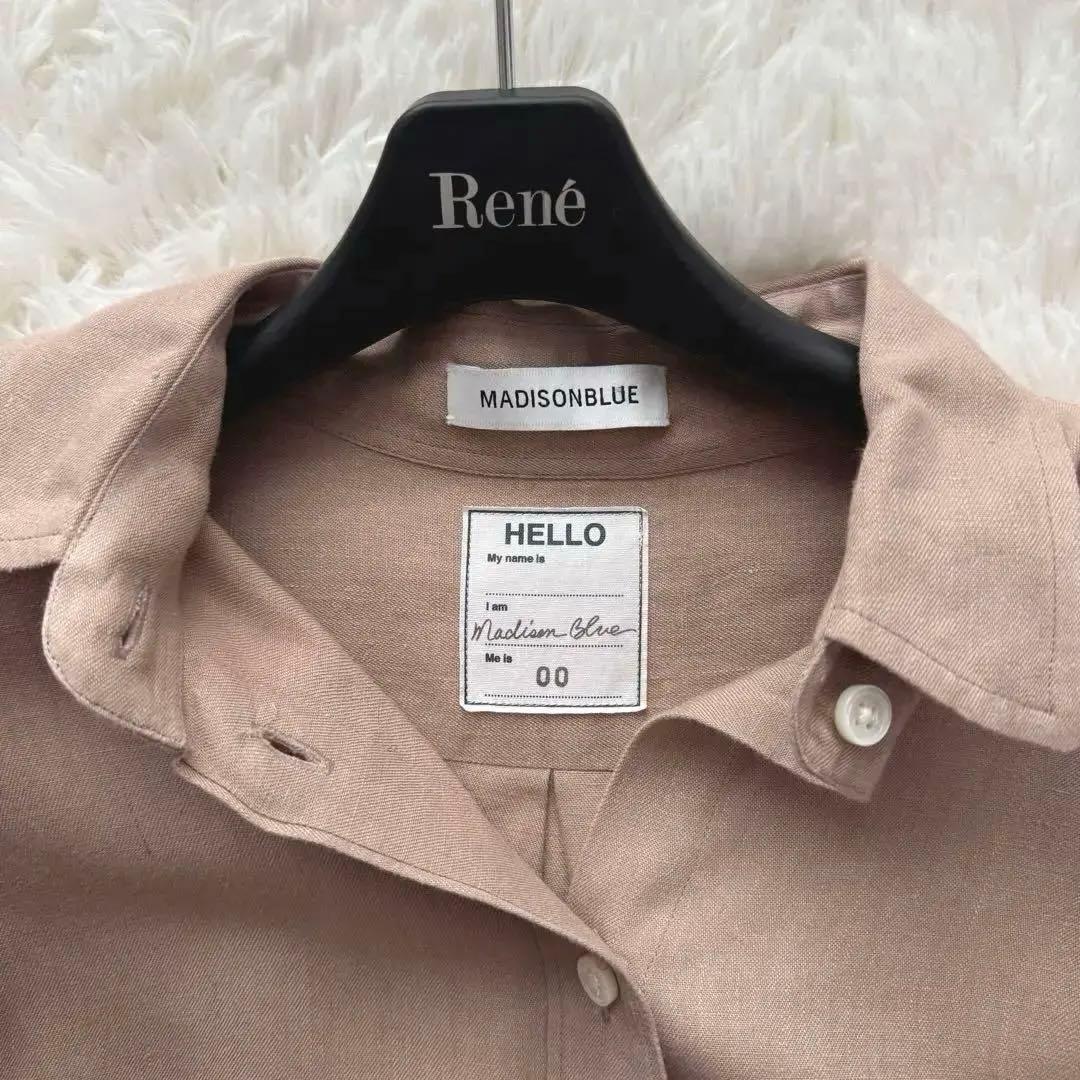MADISONBLUE サンドベージュ 名品 マダムシャツ リネン100% 刺繍