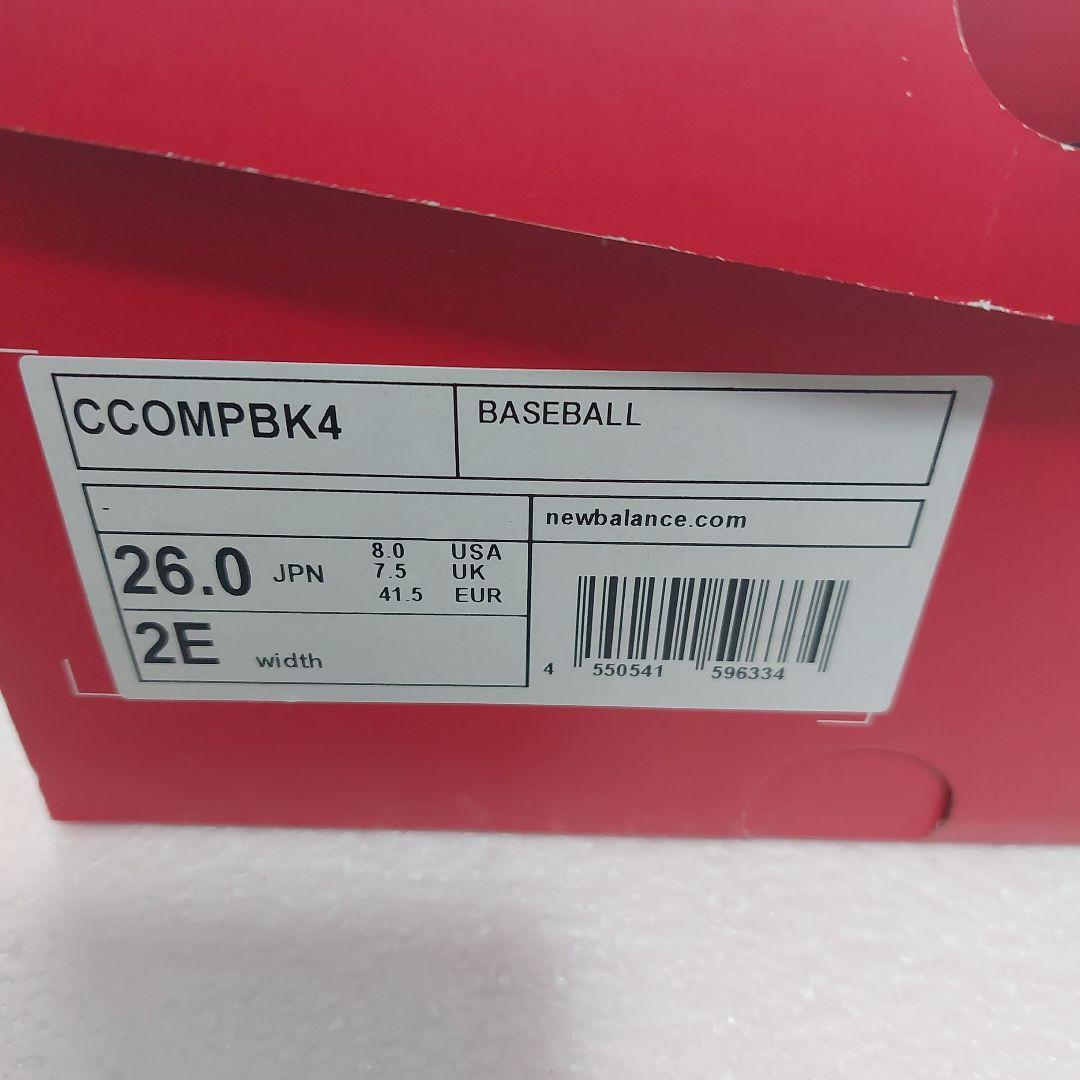 野球スパイク　26cm　黒　ニューバランス　コンポジットCCOMPBK42E