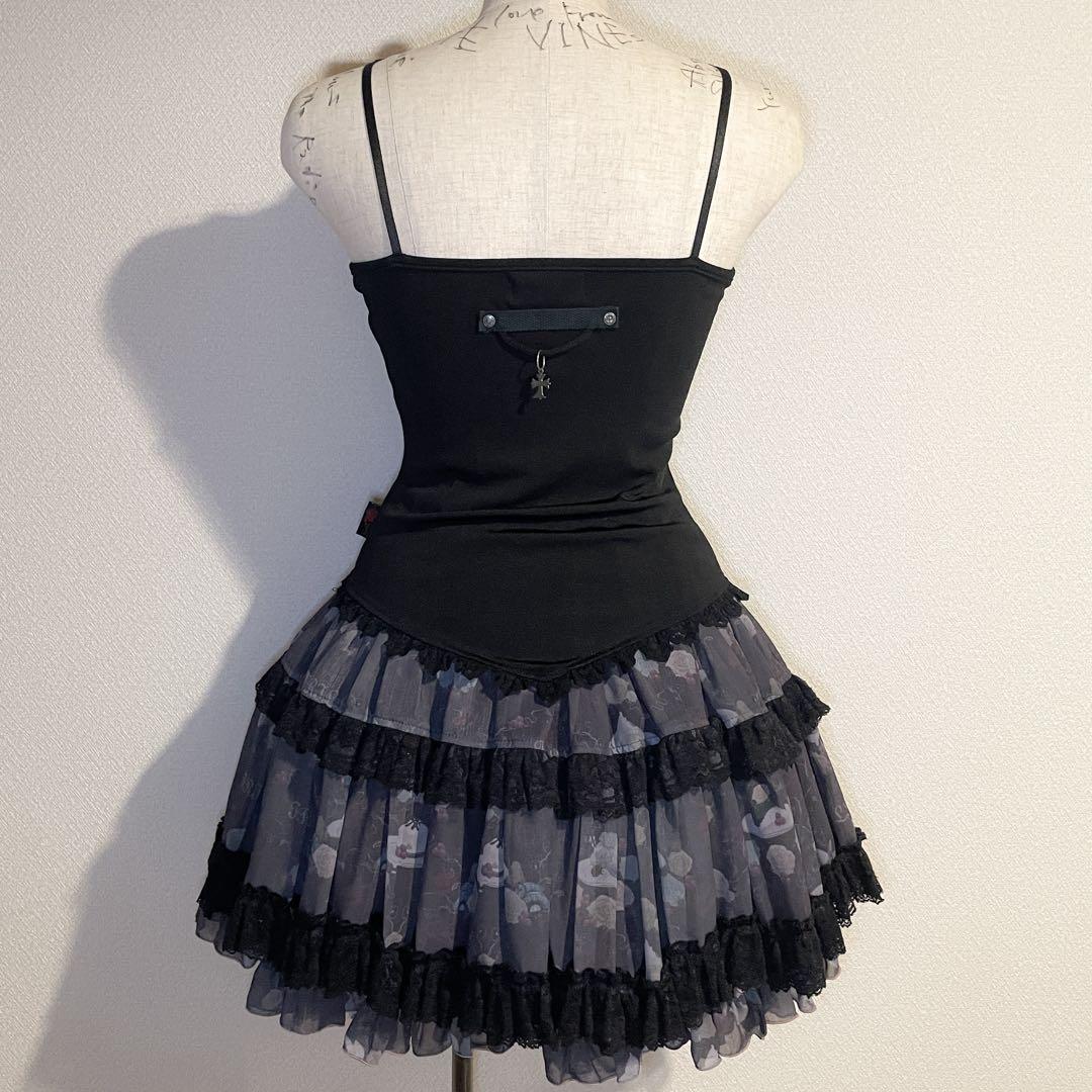 00s ozz on 十字架チャーム レースアップフリルゴシックキャミ KERA