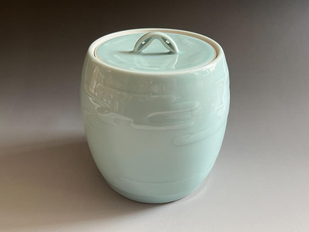 堀内宗完書付　央作　青磁雲文　水指　茶道具　表千家