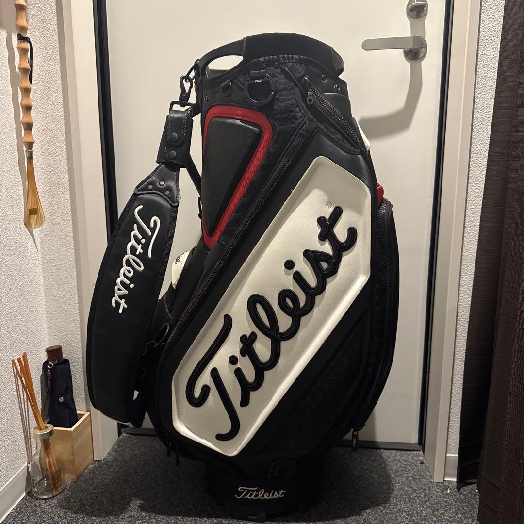 樫野/Titleist キャディバッグ 黒白赤