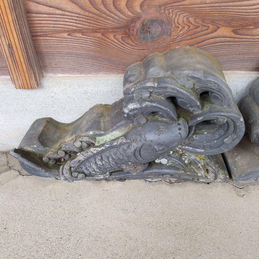 鬼瓦付属鯉の滝登り型瓦1対