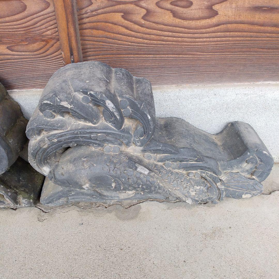 鬼瓦付属鯉の滝登り型瓦1対