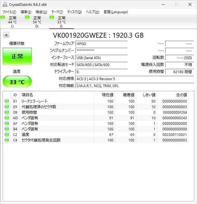 内蔵型SSD hpe 1.92T SATA SSD P/N:870667-004