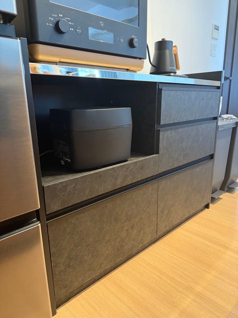 ブラック木製キッチンカウンター