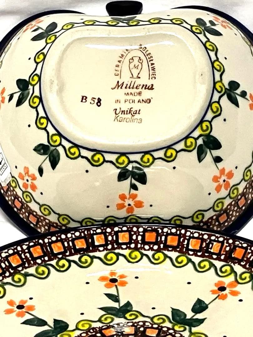 ポーランド食器★ ポーリッシュポタリー★リンゴボウル★プレートセット★ミレナ