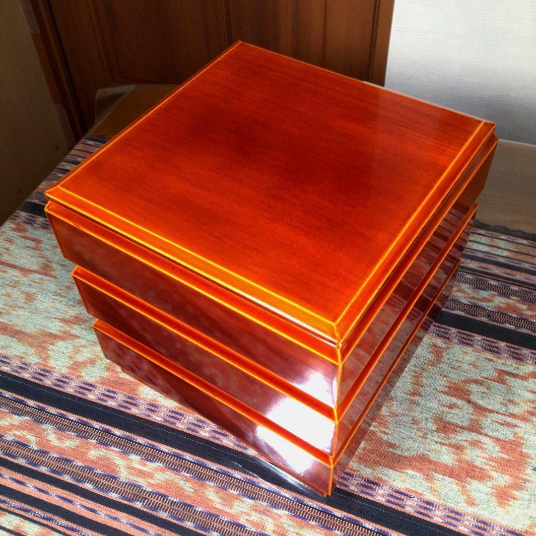 『冬うー特価』　春慶塗　三段重　面取り