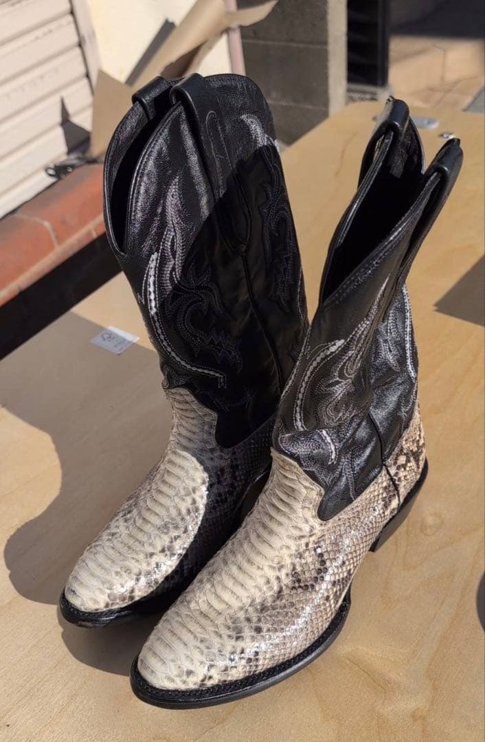 美品　メキシコ製 J.B. Dillonヘビ革メンズウエスタンブーツ 27cm