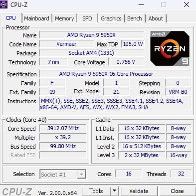 動作品 AMD Ryzen 9 5950X CPU 5000シリーズ