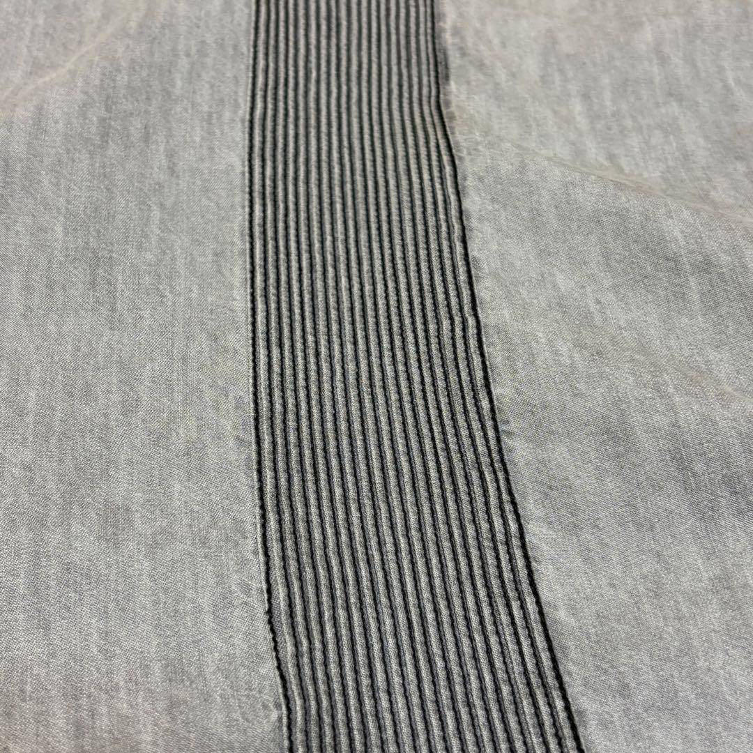 フィータ　Trinity グレーデニムシャツ　ピンタック　バンドカラー　五部袖