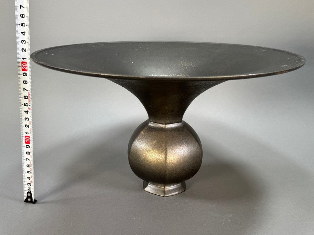 池坊　いけばな　銅鋳　銅花器　立花　生花　花瓶　華道具　直径36cm