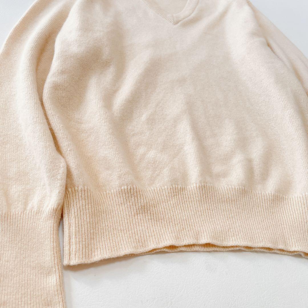 美品 希少 80's カシミヤ100% アイボリー VネックBallantyne