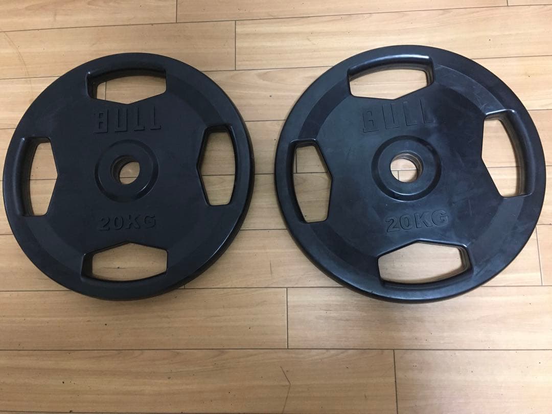 ② BULLオリンピック バーベルプレート20kg x 1枚 ラバープレート