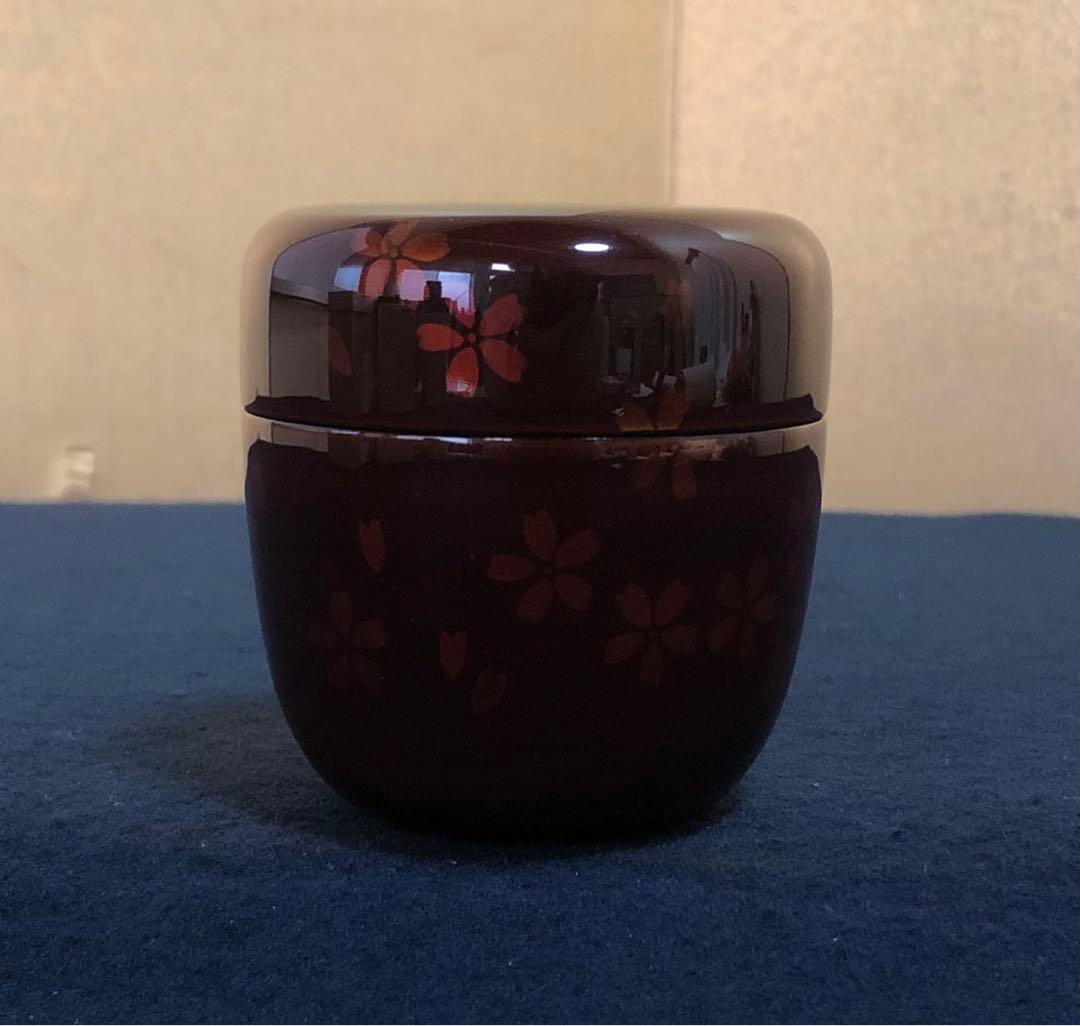 《R》茶道具 夜桜蒔絵 中棗 中村湖彩 共箱 元箱　260116き4