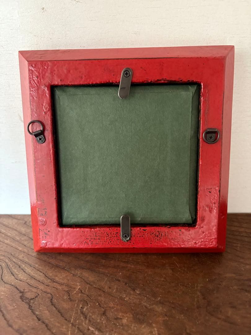 松崎融　朱漆塗　額縁　漆塗り　漆器