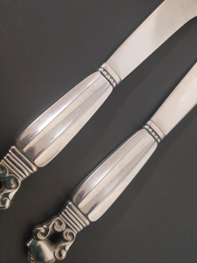 ジョージジェンセン エコーン バター ナイフ 2本 純銀製 アンティーク