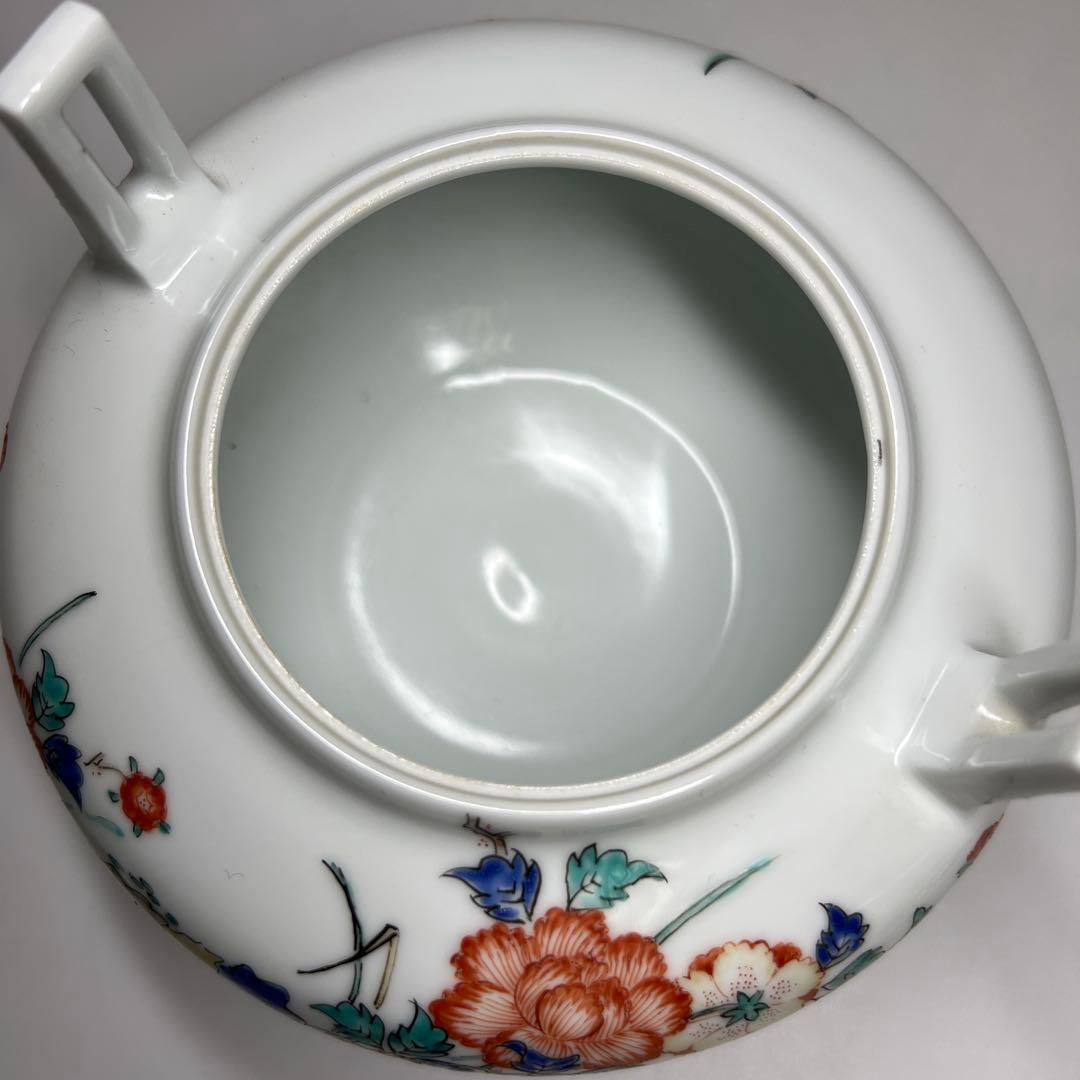 十三代　酒井田柿右衛門　錦牡丹文香炉　共箱　東Y8-0105☆2Fトヒカ