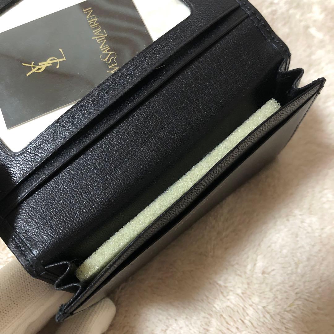 未使用　イブサンローラン　カードケース　ブラック　レザー　名刺入れ　IDケース