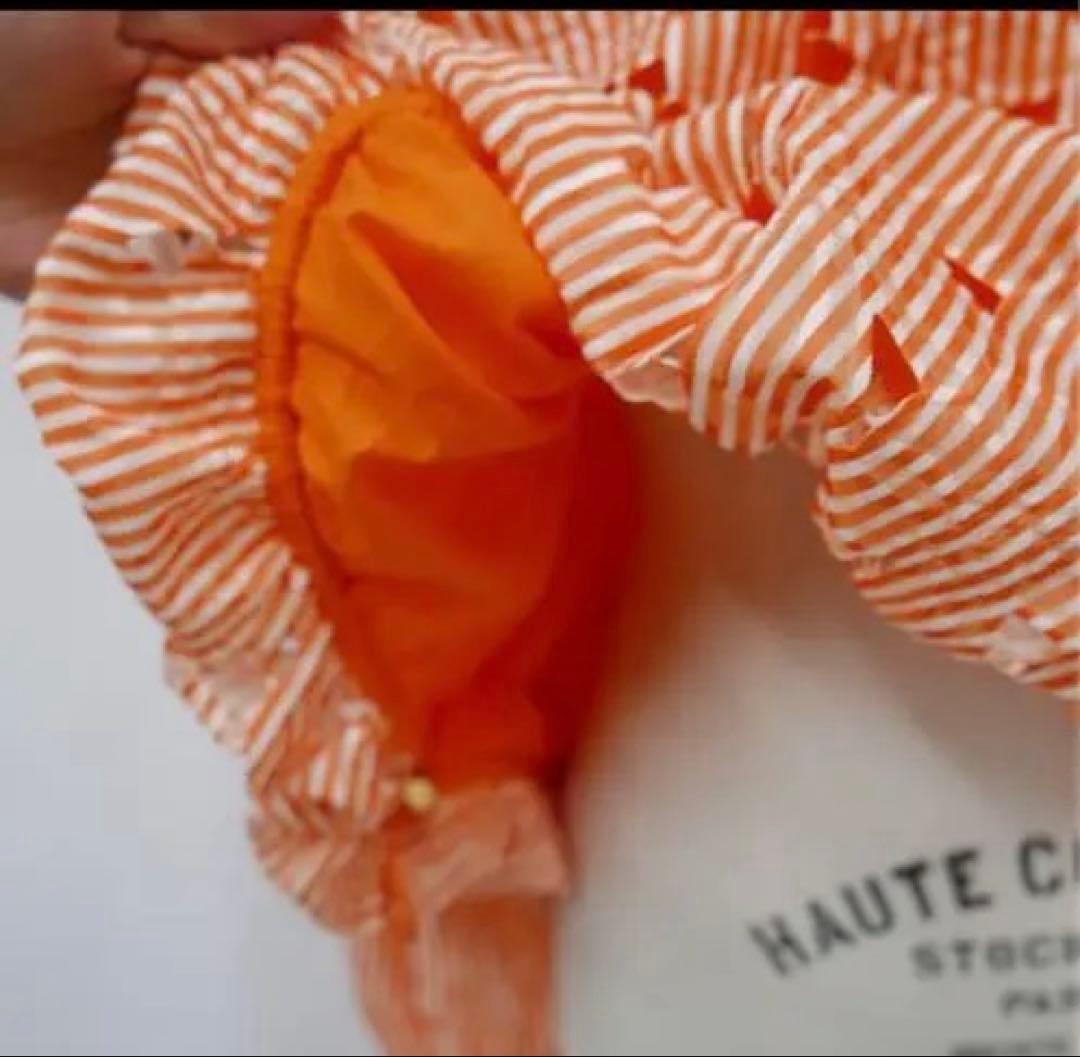 LINKABLE リンカブル　ストライプレースブラウス（オレンジ）