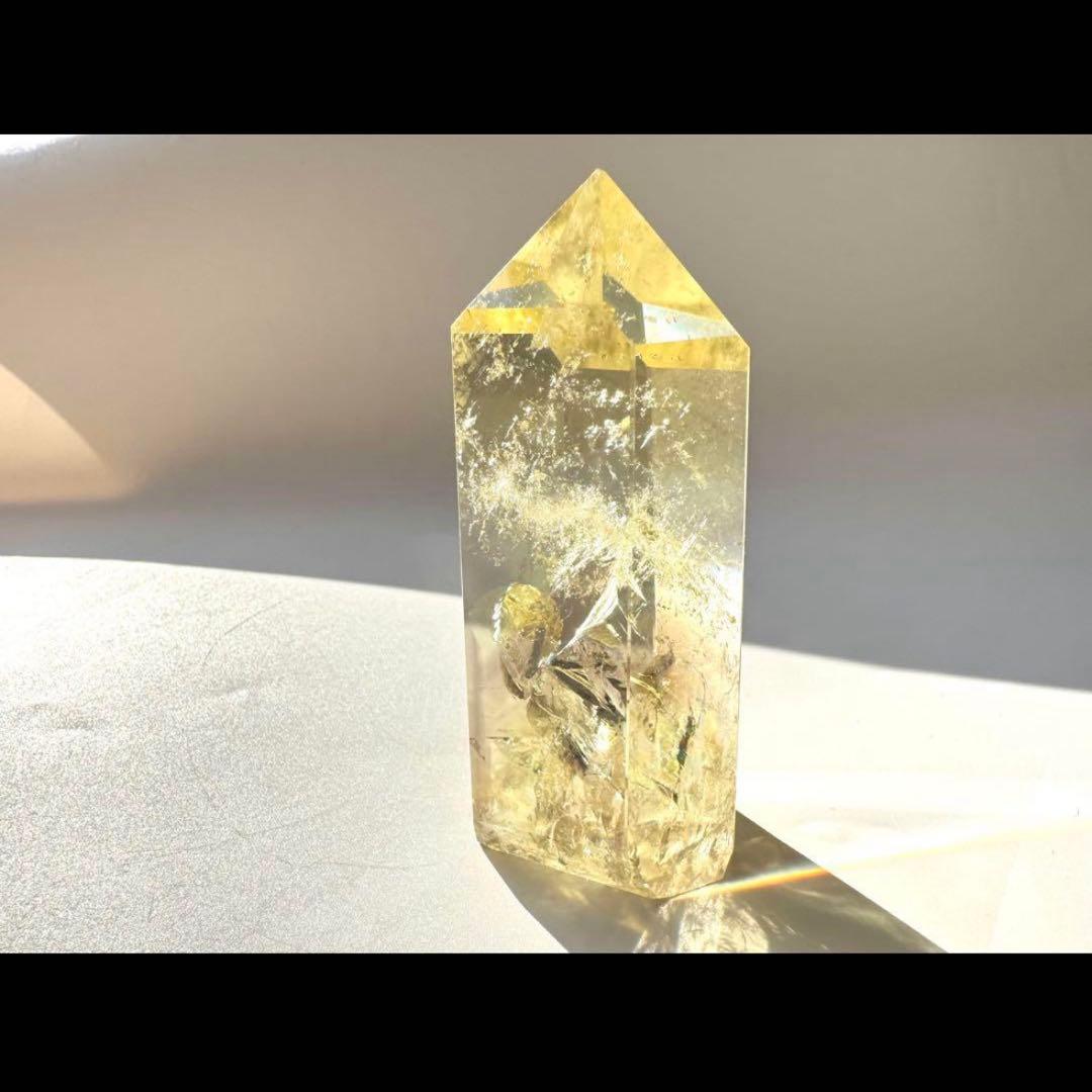 高品質 高透明 シトリン 黄水晶 六角柱