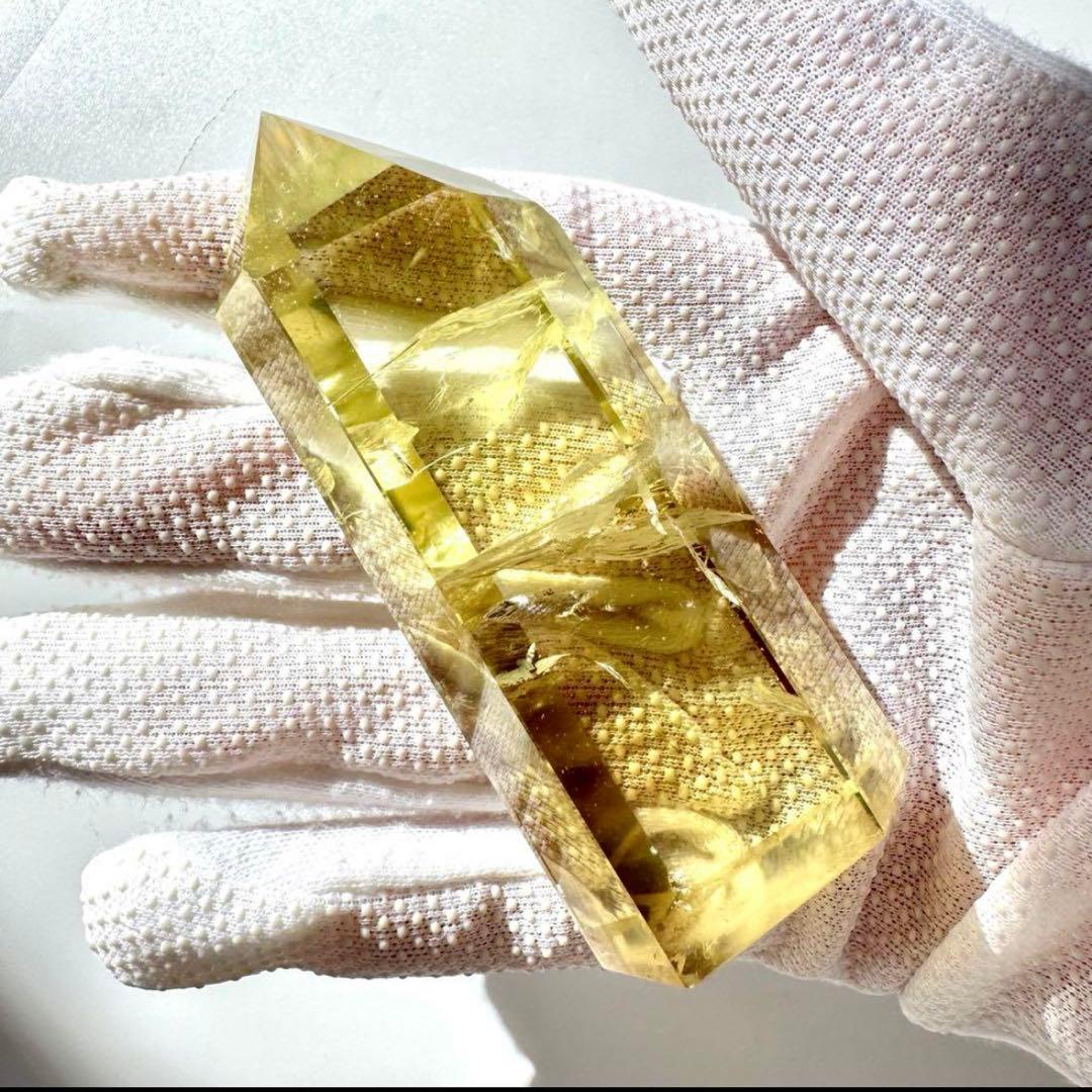 高品質 高透明 シトリン 黄水晶 六角柱