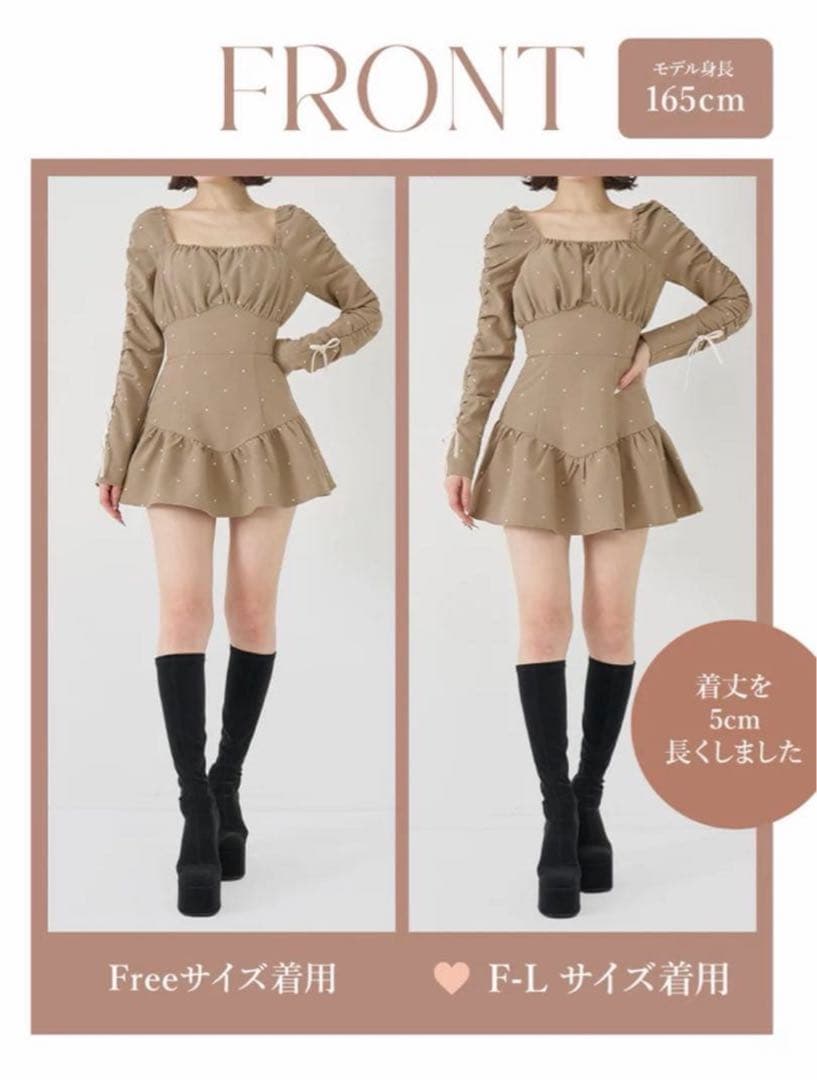 Darich♡スクエアネックギャザーミニワンピース　(BEG・Free)
