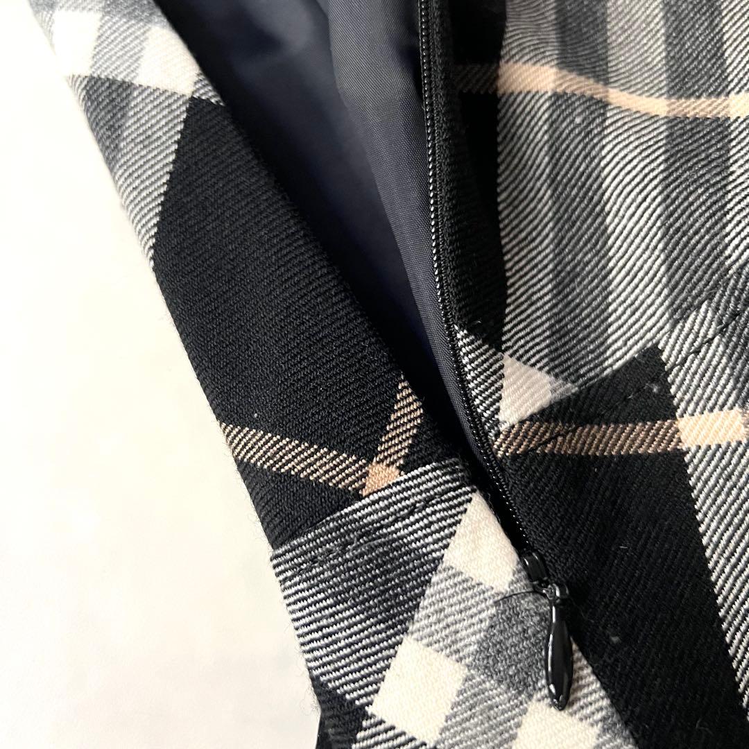 美品 バーバリーブルーレーベル ノバチェックワンピース ベルト プリーツ 36