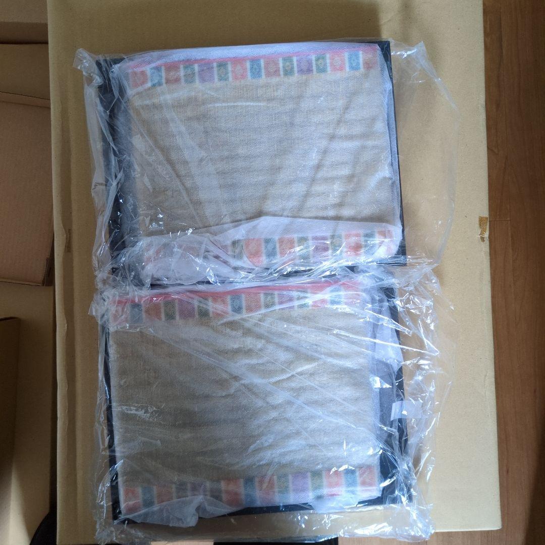 (2)雛人形　5人飾り木製塗二段の人形、段、親王台セット セット11000円