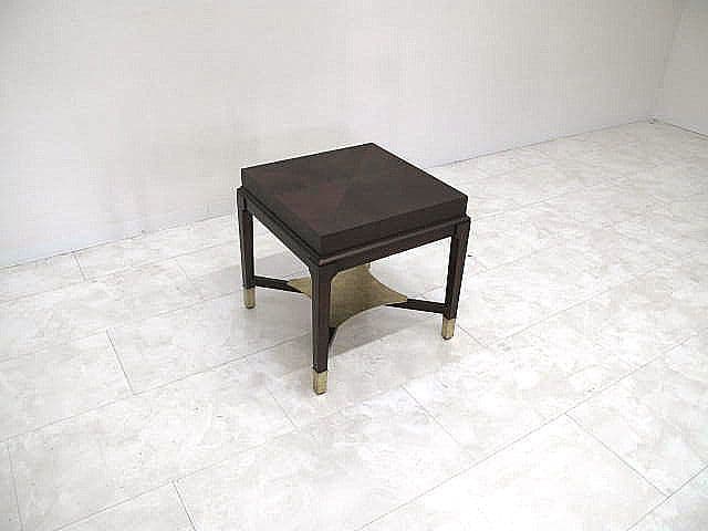 デッカホーム マホガニー無垢材サイドテーブル 真鍮脚 　 ナイトテーブル