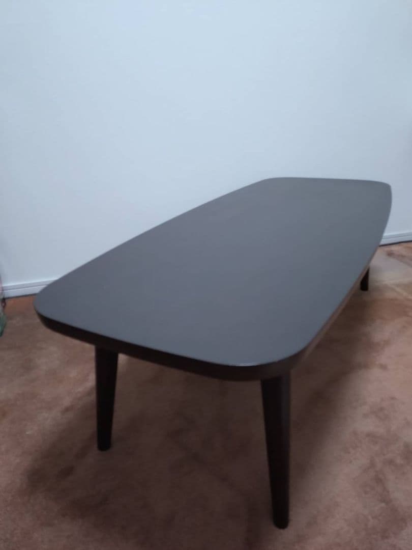 ダークブラウン 楕円形センターテーブル