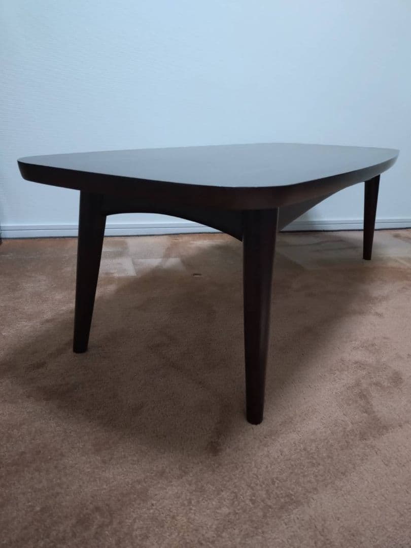 ダークブラウン 楕円形センターテーブル