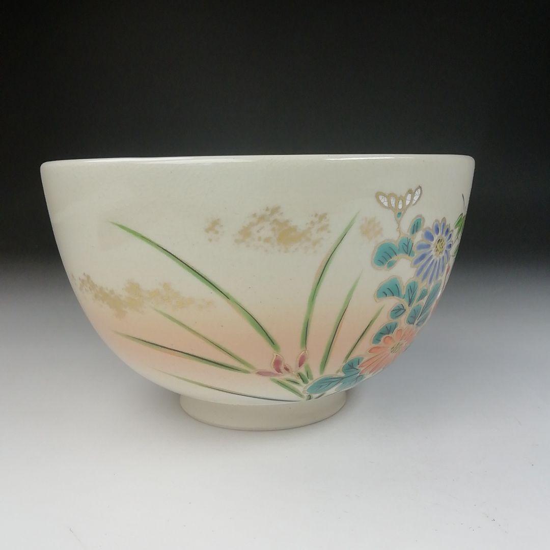 Ｔ４７６　茶碗　『仁清写　四君子絵』『清雲 造』　共箱　抹茶碗　茶道具