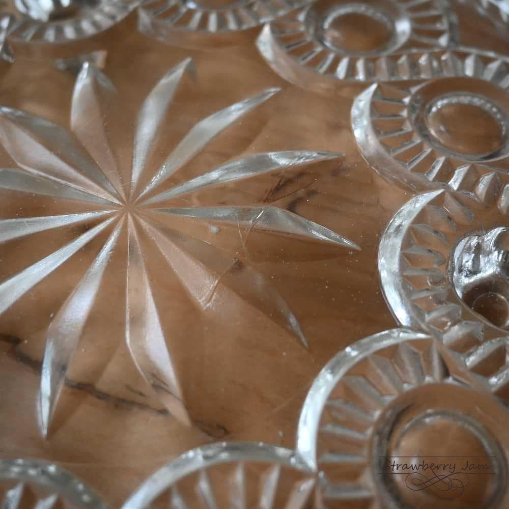 L3710-220 英国アンティーク ケーキスタンド ガラス カットグラス