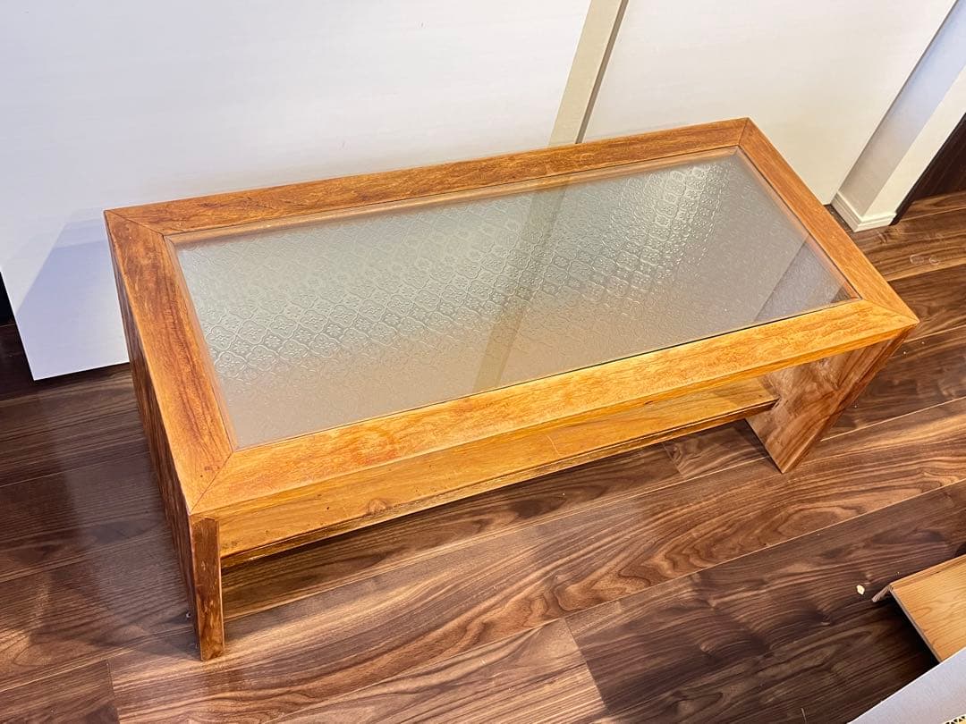 【KAJA】古材アジアンローテーブル【ライトブラウン】