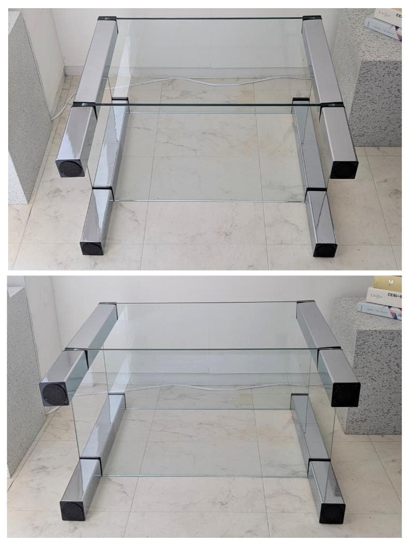 90s ヴィンテージ ガラス シェルフ スタイリッシュ モダン