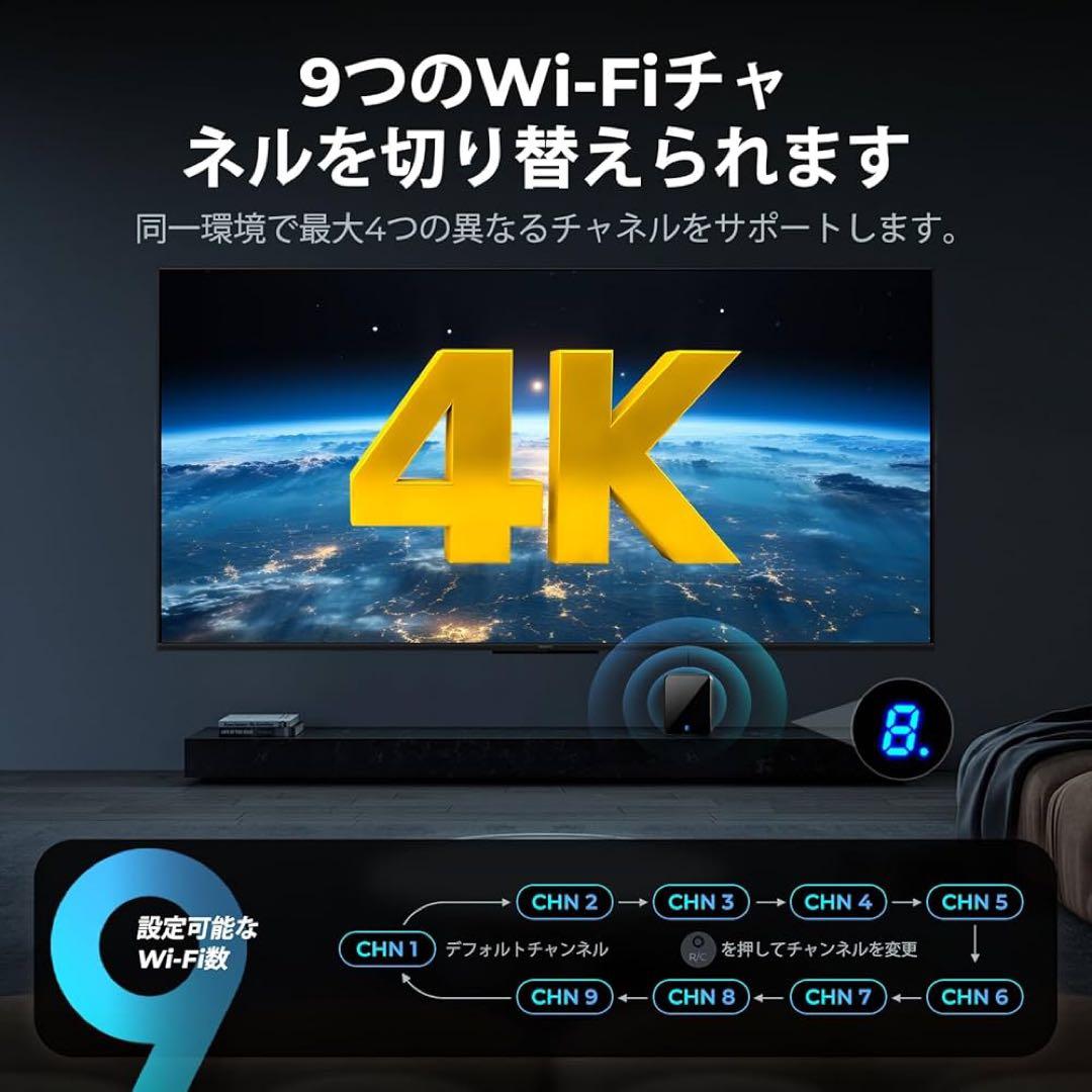 ワイヤレスHDMI送信機　受信機　hdmi 無線4K