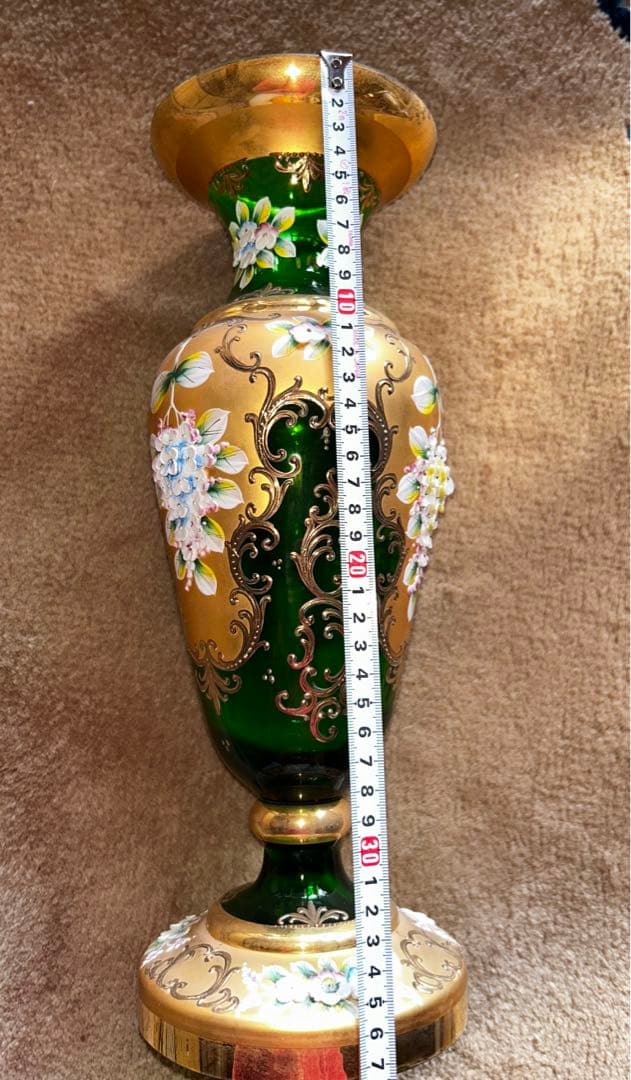 ベネチアグラス置き物　イタリア製　大型　グリーン