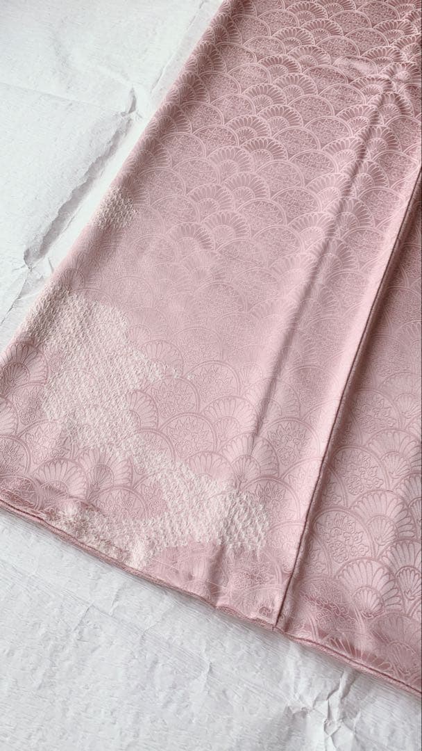 【訳あり特別価格】　正絹　訪問着　絞り　刺繍　ピンクマーメイド