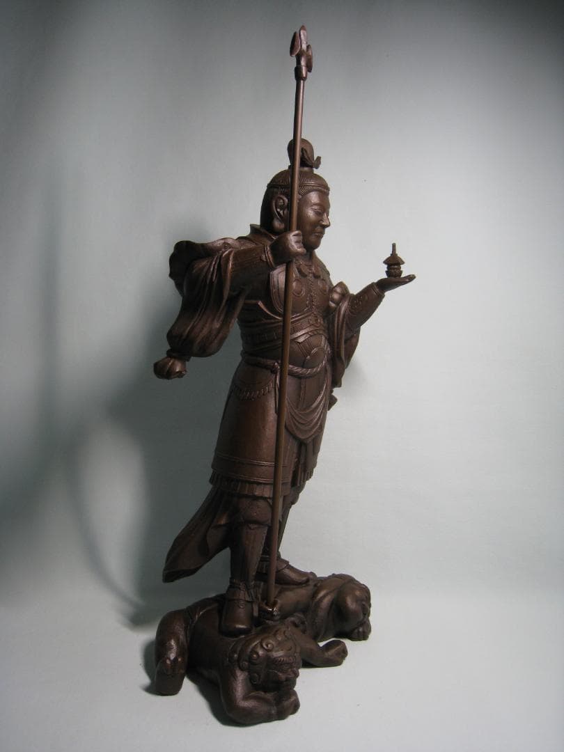 ブロンズ製【毘沙門天立像 】京仏師今来田圓篁作　国宝運慶作毘沙門天立像写し　守護