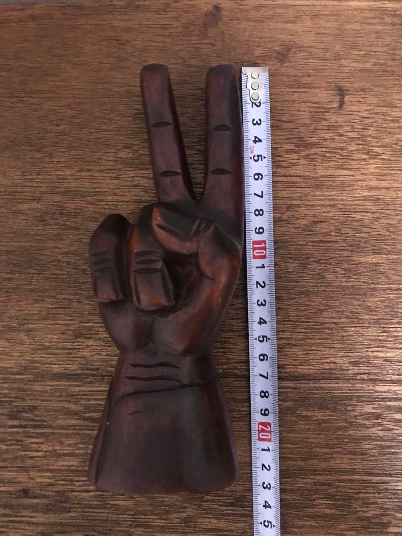 1970's アメリカ ヴィンテージ 木彫り ピースサイン ハンドサイン 希少