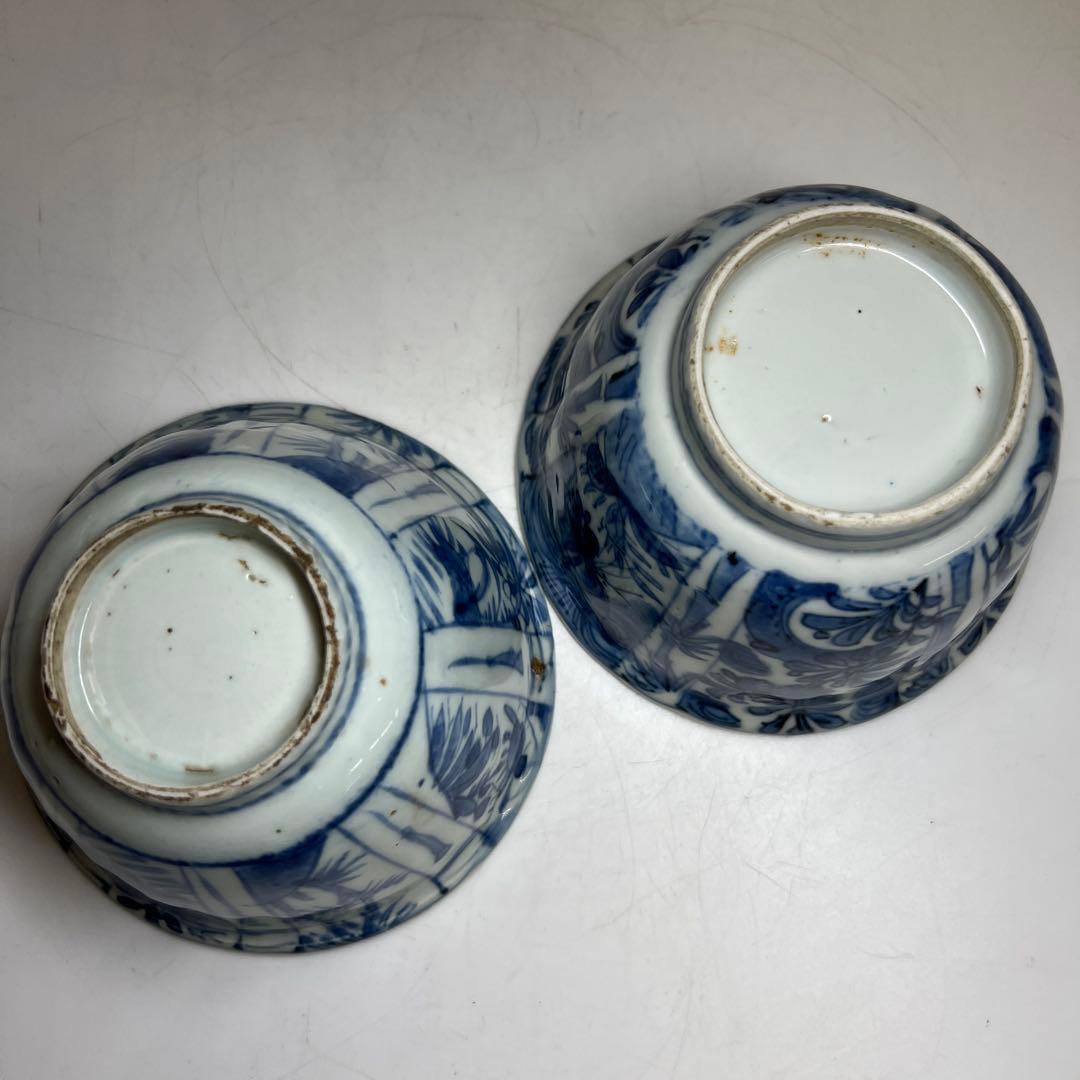 中国明時代　古染付芙蓉手鉢5客　木箱付　口径約13㎝　東Y8-0128☆2F