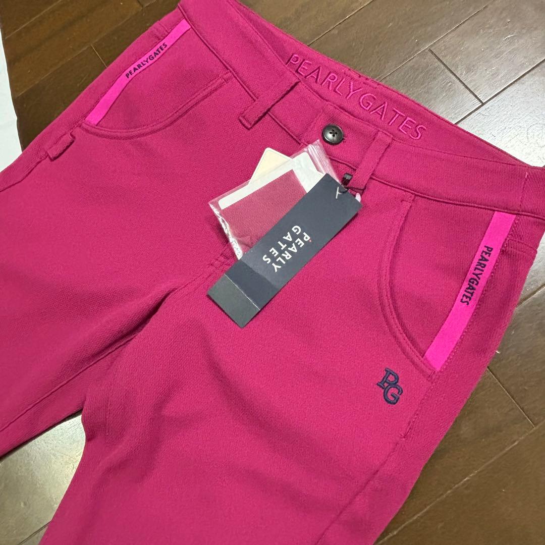 ★パーリーゲイツPEARLYGATES美脚ストレッチパンツ新品未使用ピンク系1M