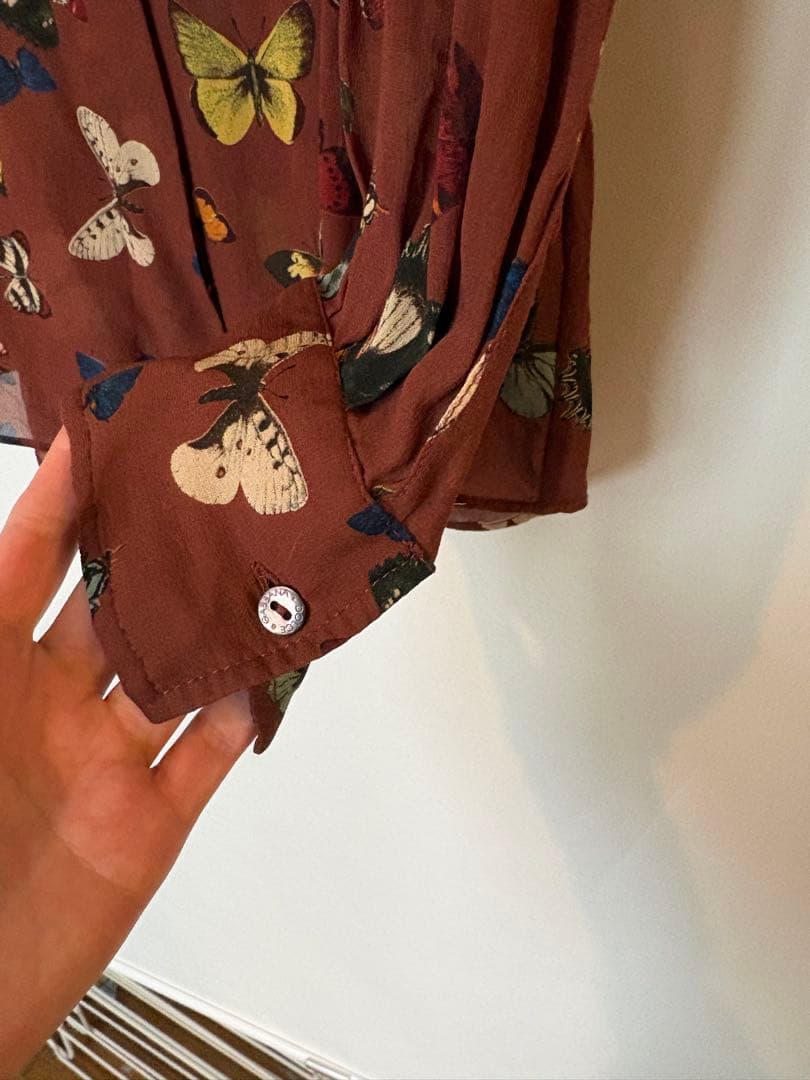 ドルチェ&ガッバーナ　蝶柄シフォン長袖シャツ