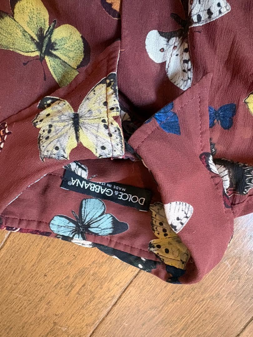 ドルチェ&ガッバーナ　蝶柄シフォン長袖シャツ