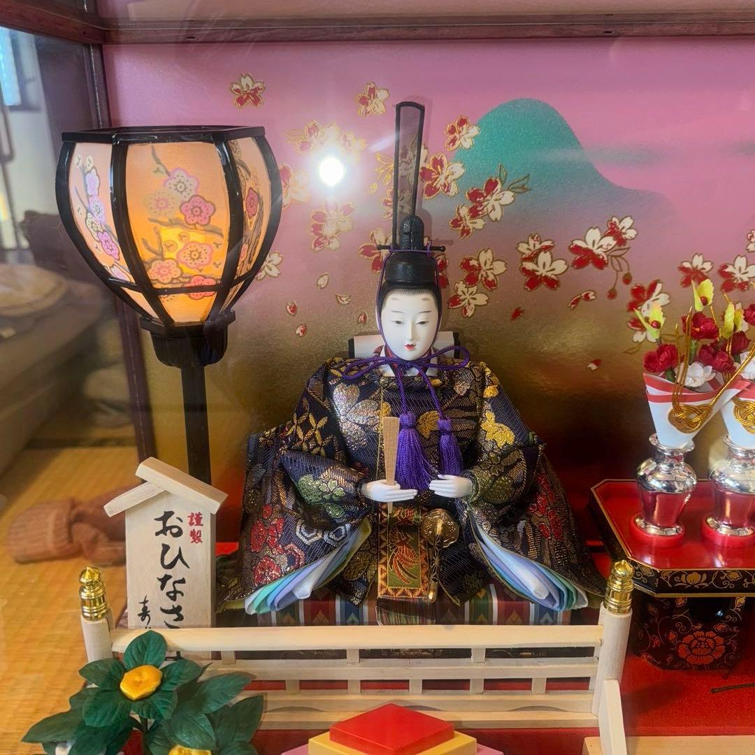 雛人形 ガラスケース入り オルゴール電気付き