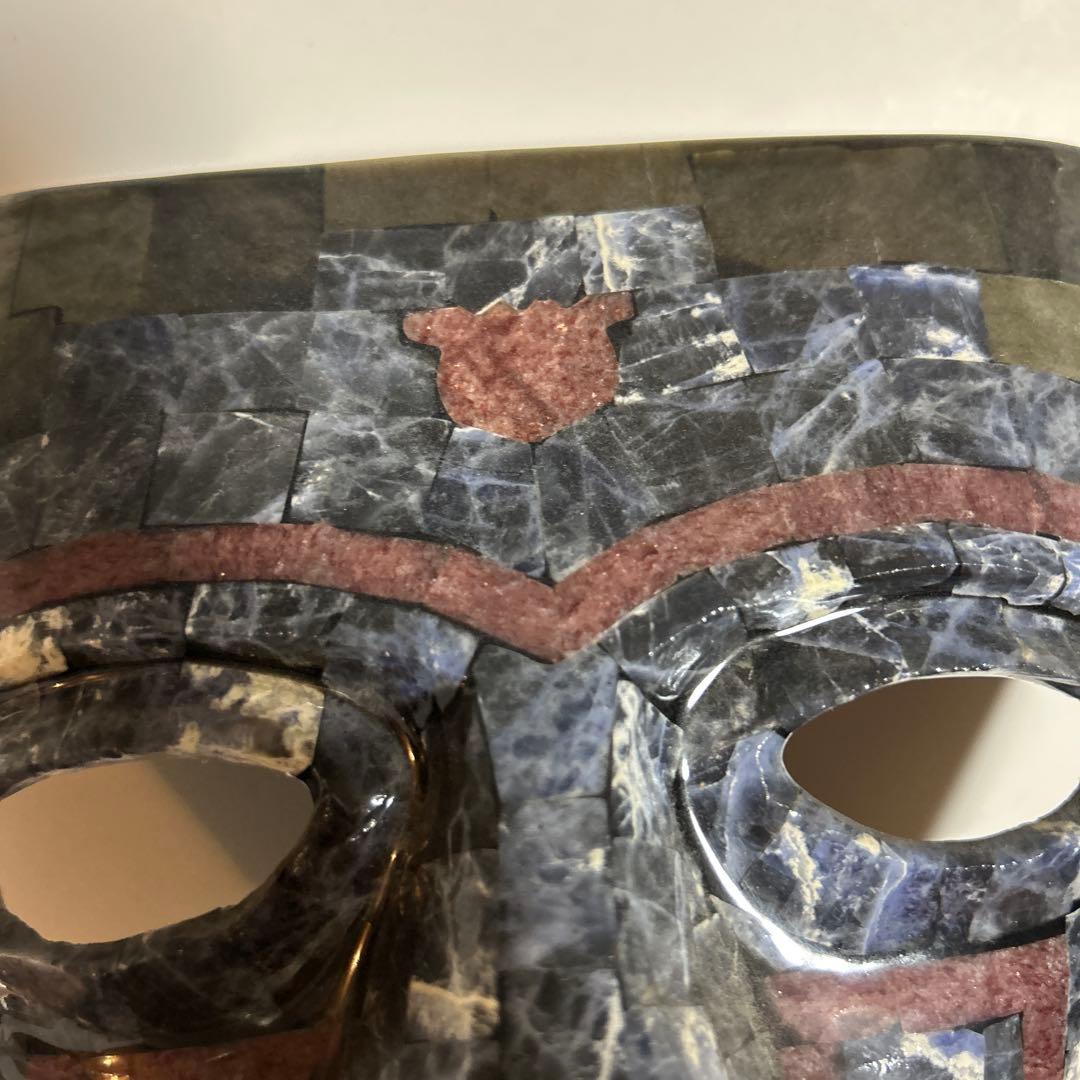 石材製 顔面マスク 黒色台座付き