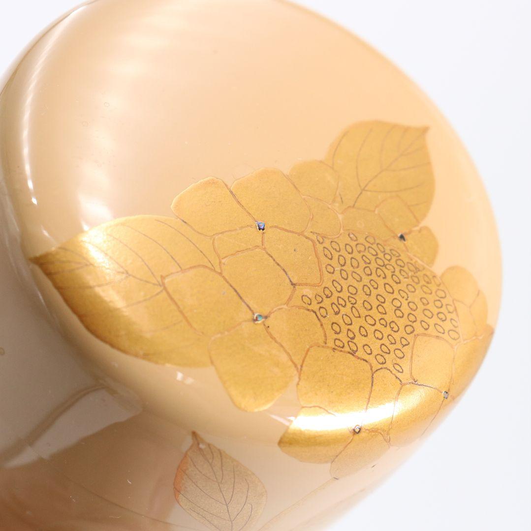 高田犀光作 白漆 紫陽花 中棗 茶道具 共箱　V920　N7